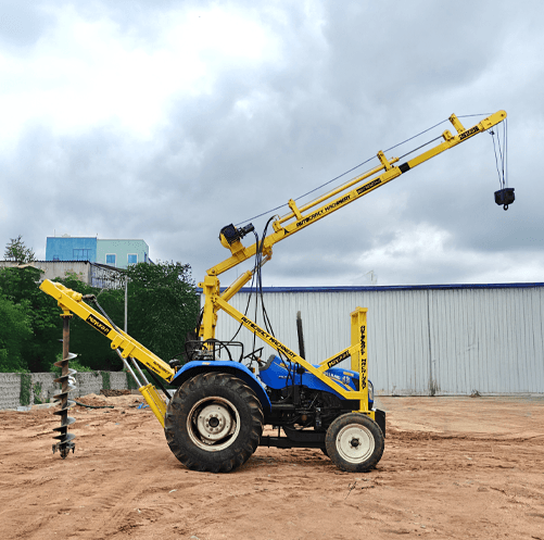 Post hole digger machine for solar, telecom, and utility pole installations